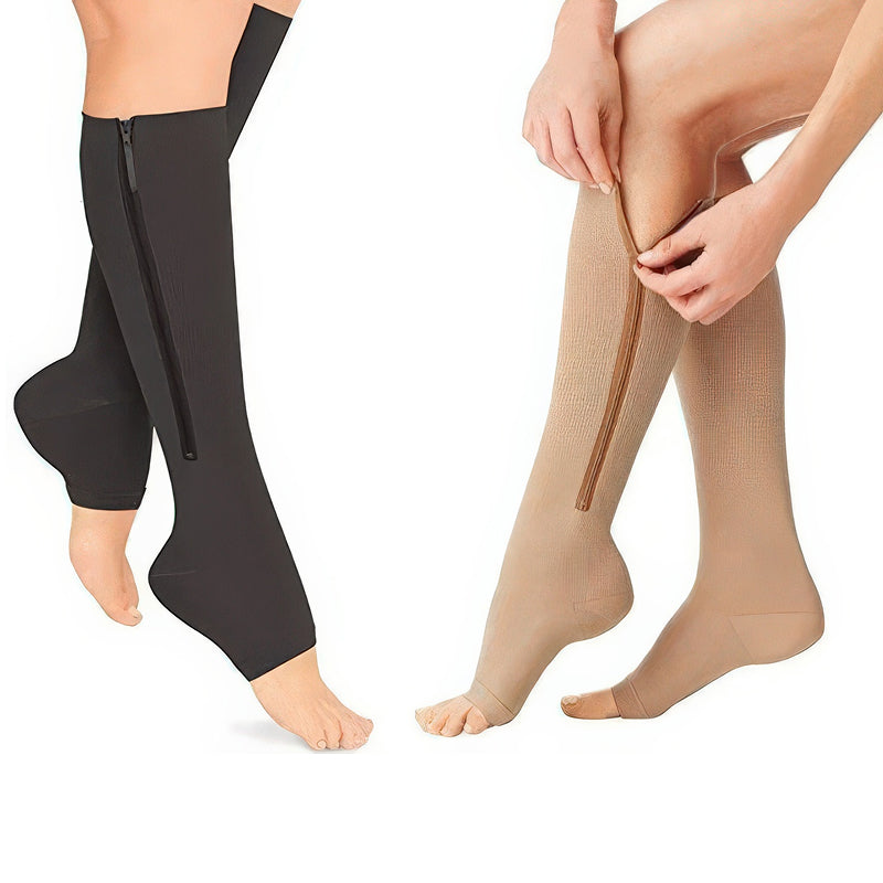 Easy Wear Zipper Compression Socks, 20-30 mmHg Firm Support