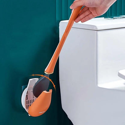 Wall Mount Silicone Toilet Brush with Lever Cap and Flexible Head