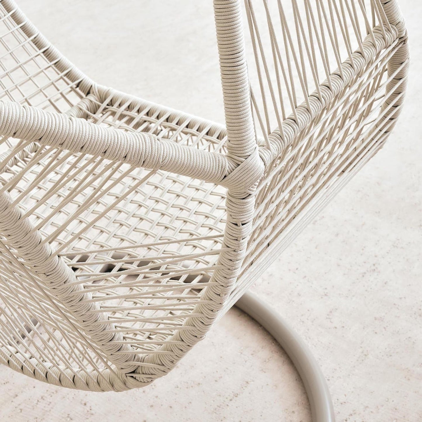 Cream Outdoor Hanging Egg Chair Swing with Steel Frame & Removable Cushion