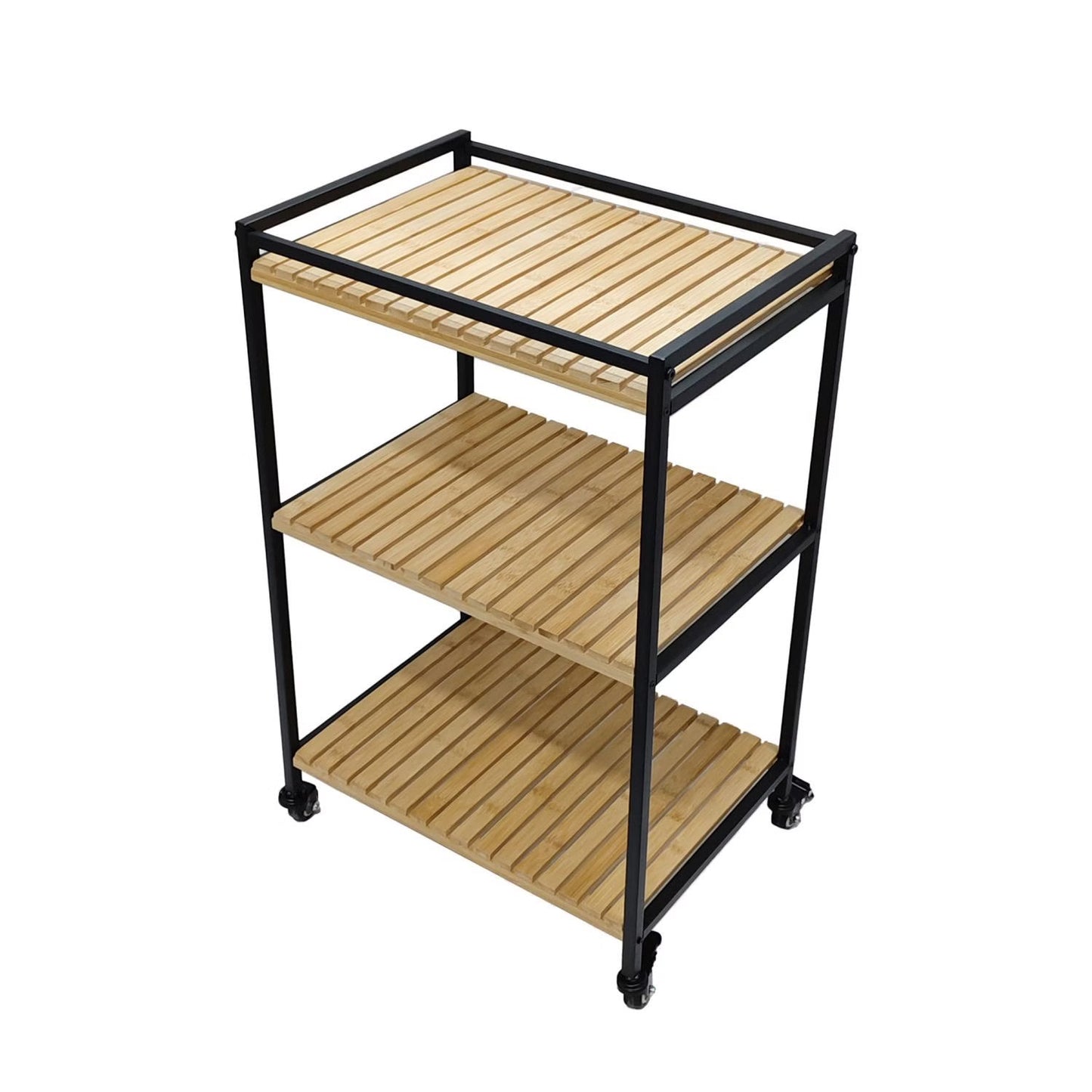 3-Tier Multipurpose Bamboo Trolley, Natural Finish