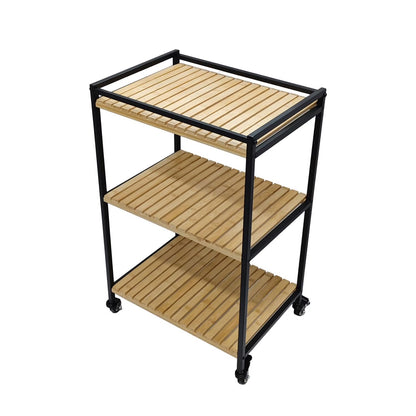 3-Tier Multipurpose Bamboo Trolley, Natural Finish