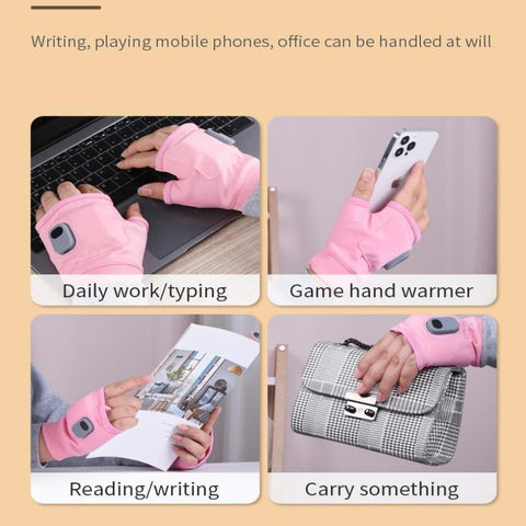 Rechargeable Heated Fingerless Gloves with 3 Heat Levels and Type C Charging