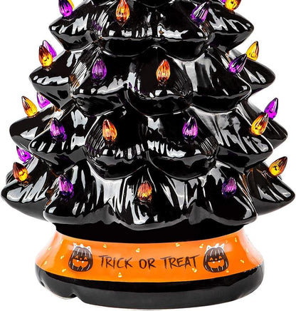 LED Ceramic Tree with Purple and Orange Beads for Holiday Decor