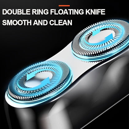 Dual Rotary Electric Shaver with Floating Heads and Wet Dry Use