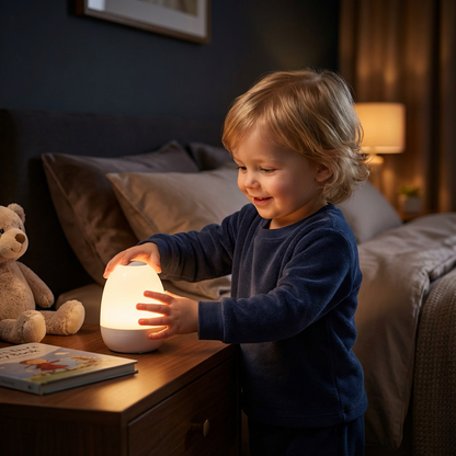 Egg Shaped Silicone Night Light with Touch Control for Kids Rooms