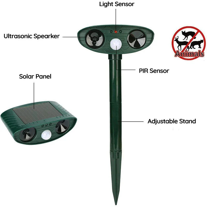 Motion Activated Solar Ultrasonic Armadillo Repeller for Yards Flower Beds and Ponds