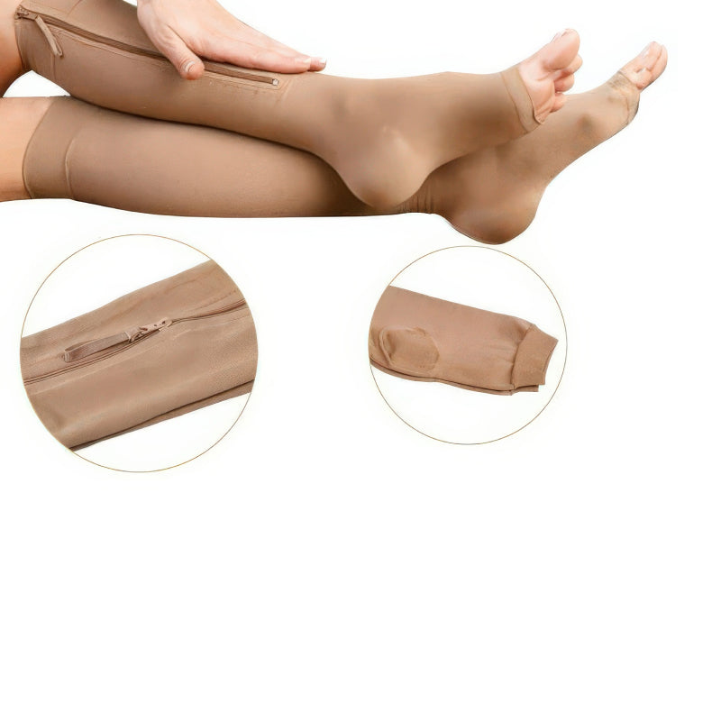 Easy Wear Zipper Compression Socks, 20-30 mmHg Firm Support