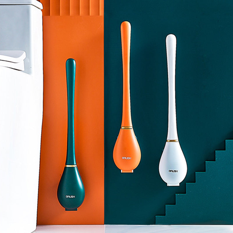 Wall Mount Silicone Toilet Brush with Lever Cap and Flexible Head