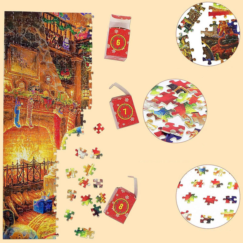 Christmas Jigsaw Advent Calendar with 1008 Pieces Across 24 Boxes and a Picture Poster