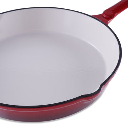 Enameled Cast Iron Fry Pan, Ombre Red
