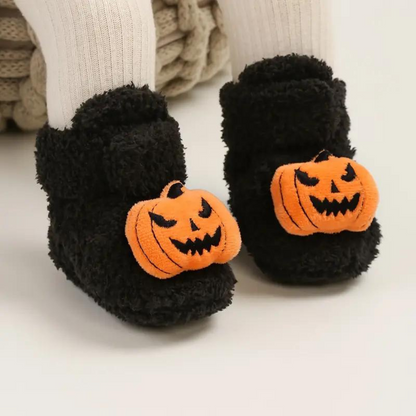 Ankle High Halloween Slippers with Pumpkin and Spider Print for Children
