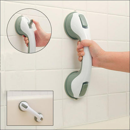 Suction Grab Bar with Textured Grip and Dual Mounting Cups for Bathroom