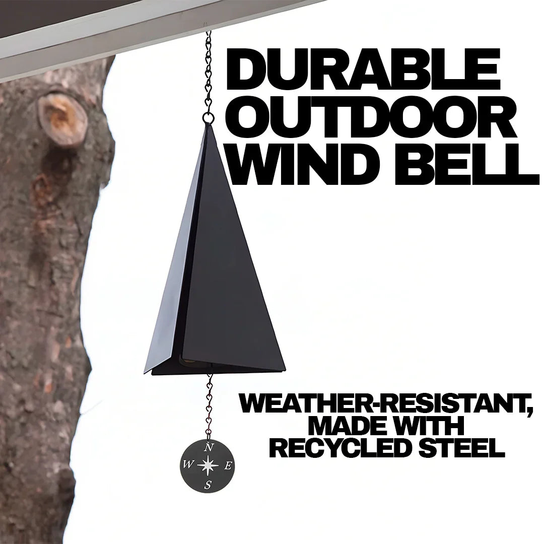Triangular Steel Wind Bell with Compass Windcatcher and Hanging Chain, 20 Inch