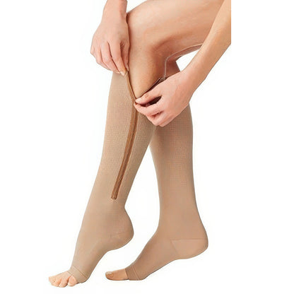 Easy Wear Zipper Compression Socks, 20-30 mmHg Firm Support