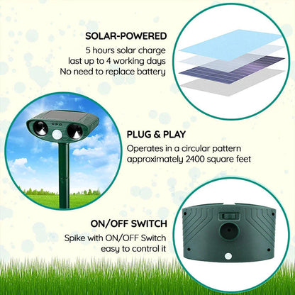 Motion Activated Solar Ultrasonic Armadillo Repeller for Yards Flower Beds and Ponds