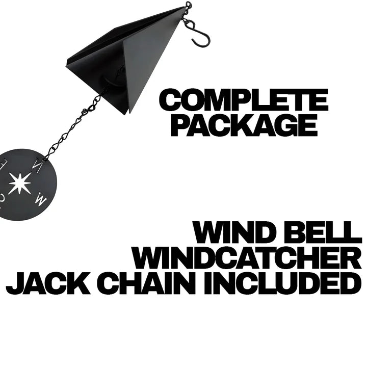 Triangular Steel Wind Bell with Compass Windcatcher and Hanging Chain, 20 Inch