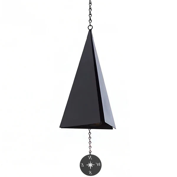 Triangular Steel Wind Bell with Compass Windcatcher and Hanging Chain, 20 Inch