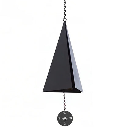 Triangular Steel Wind Bell with Compass Windcatcher and Hanging Chain, 20 Inch