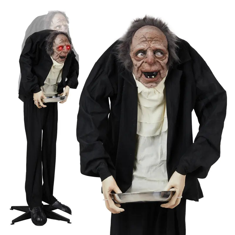 Animated Halloween Yard Figure with Motion Sensors and LED Eyes, 5ft Tall