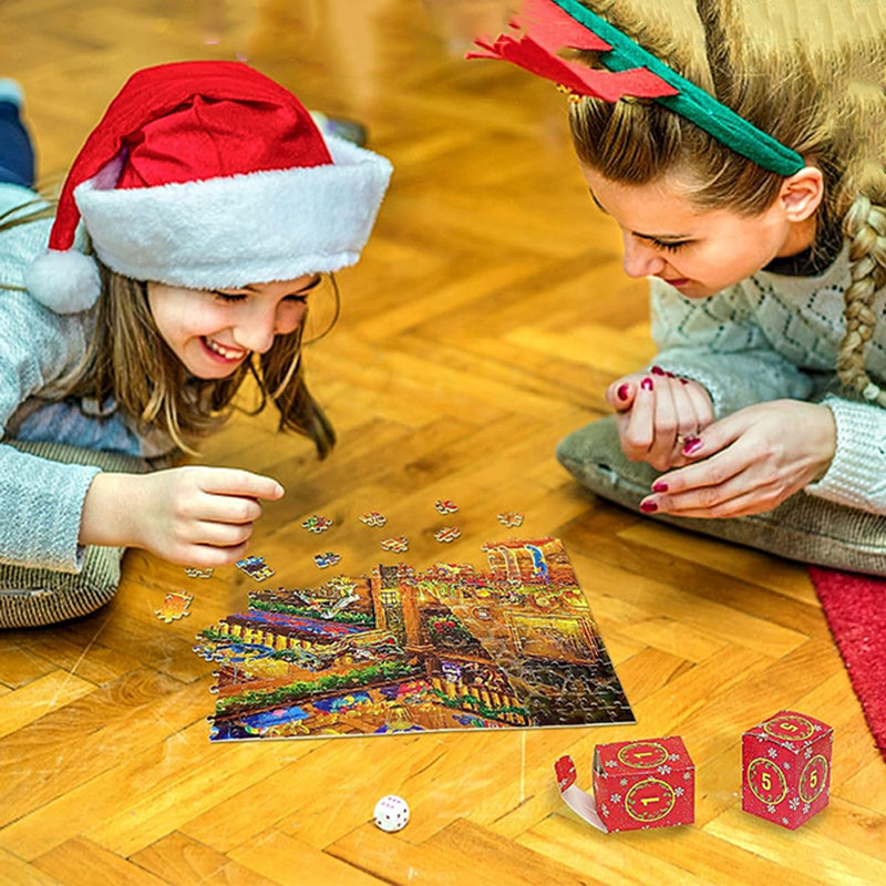 Christmas Jigsaw Advent Calendar with 1008 Pieces Across 24 Boxes and a Picture Poster