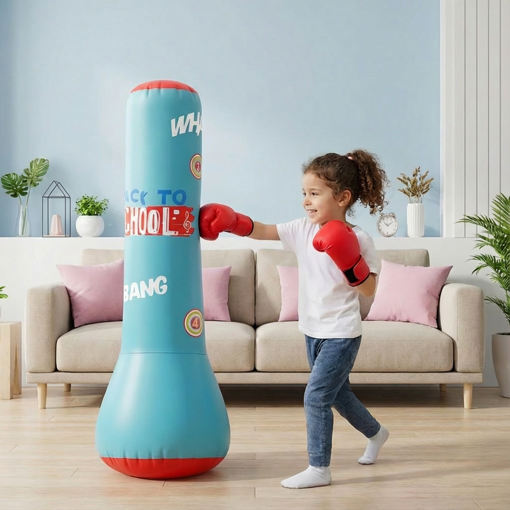 Inflatable Kids Boxing Bag with Weighted Water Base for Indoor Play