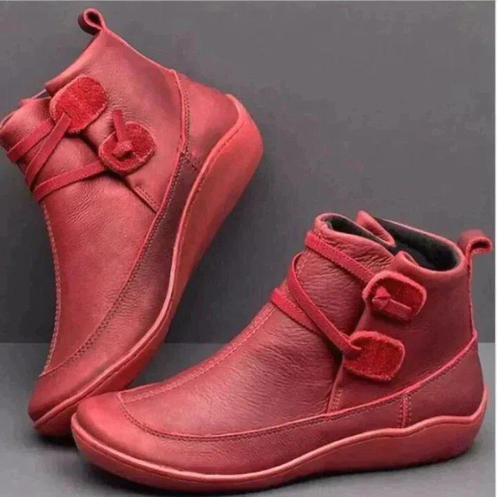 Brown Leather Ankle Boots with Orthopedic Footbed and Lace Closure, Water Resistant