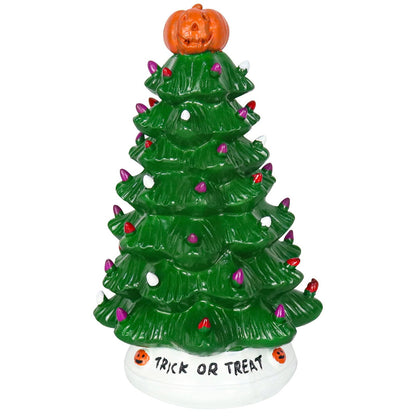 LED Ceramic Tree with Purple and Orange Beads for Holiday Decor