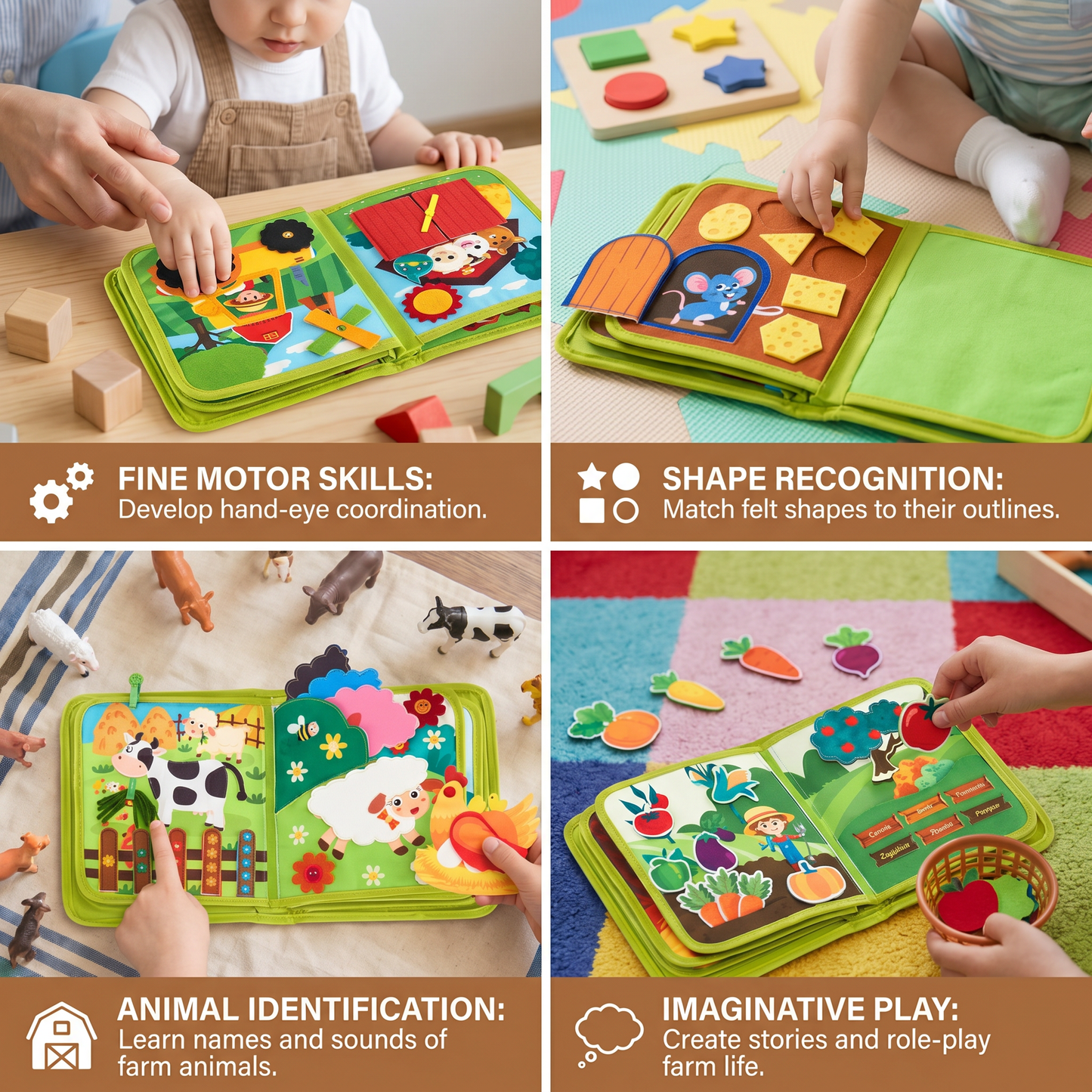 Farm Animals Story Board Book for Toddlers with Colorful Illustrations and Repetitive Learning