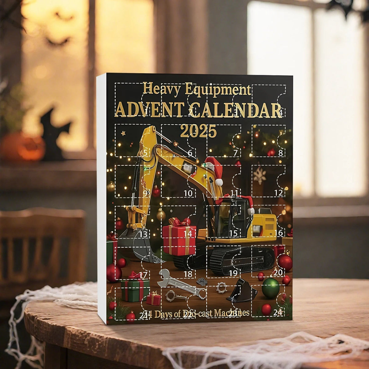 Construction Vehicle Advent Calendar Holding 24 Hang Ready Acrylic Ornaments