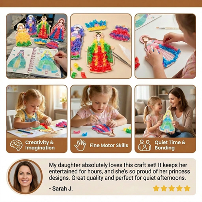 Princess Coloring and Craft Book with Spiral Binding Templates and Craft Materials for Rainy Days