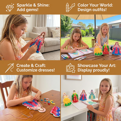 Princess Coloring and Craft Book with Spiral Binding Templates and Craft Materials for Rainy Days