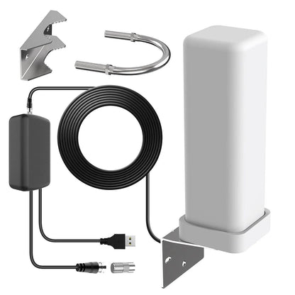 Outdoor HD Antenna with 360° Rotation and Signal Amplifier, 460 Mile Range