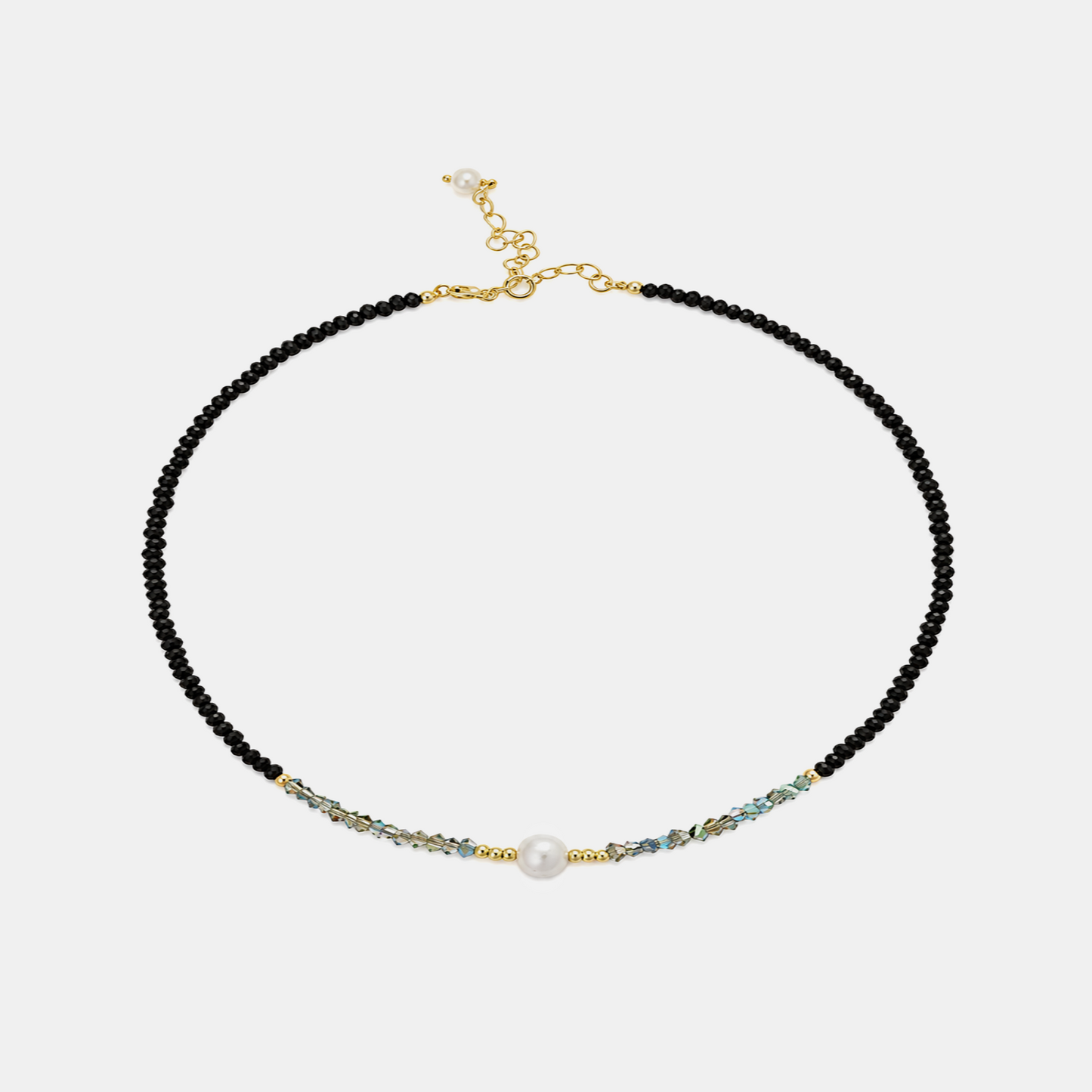 Synthetic Resin Choker Necklace with Pearl Beads