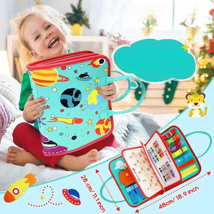 Interactive Activity Book with Zippers Buttons and Laces for Toddler Alphabet and Number Learning