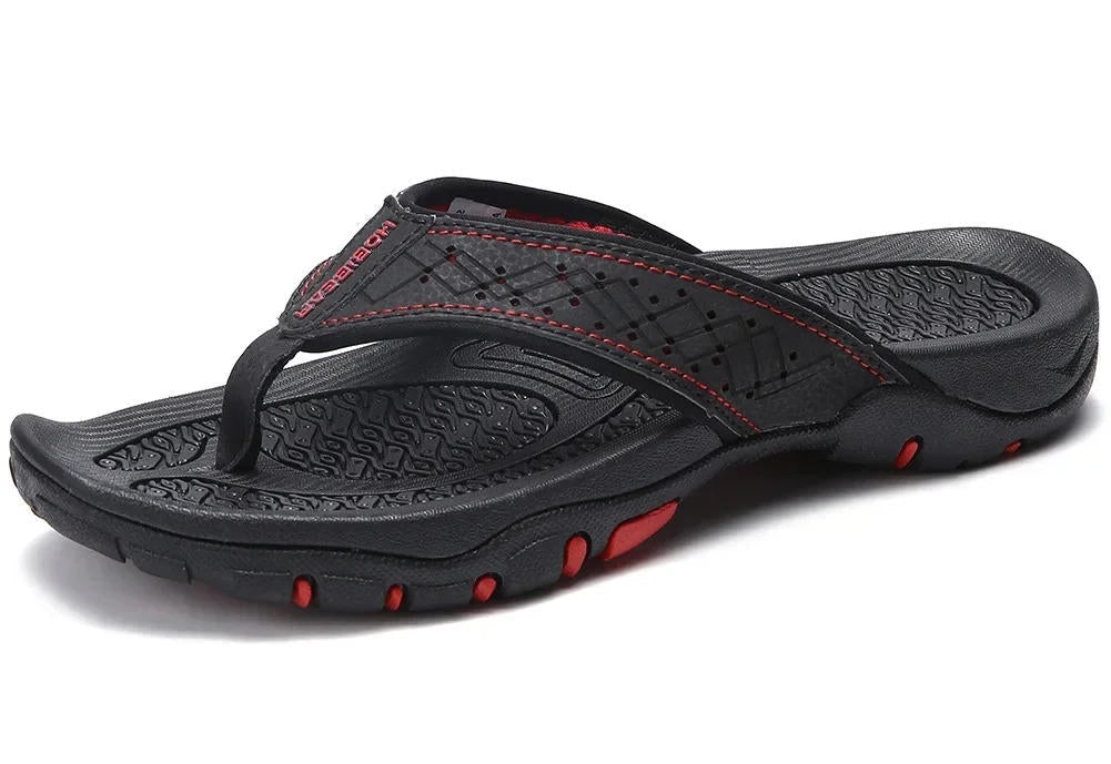 Mens Athletic Flip Flops with Arch Shaped Footbed and Wide Rubber Base in Ten Colors