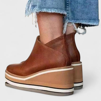 Ankle Boots with Side Zipper and Waterproof Outer Layer, Textured Tread
