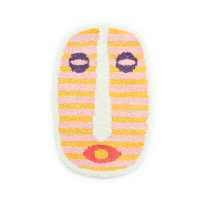 Abstract Face Bath Mat with Plush Absorbent Fabric and Modern Design