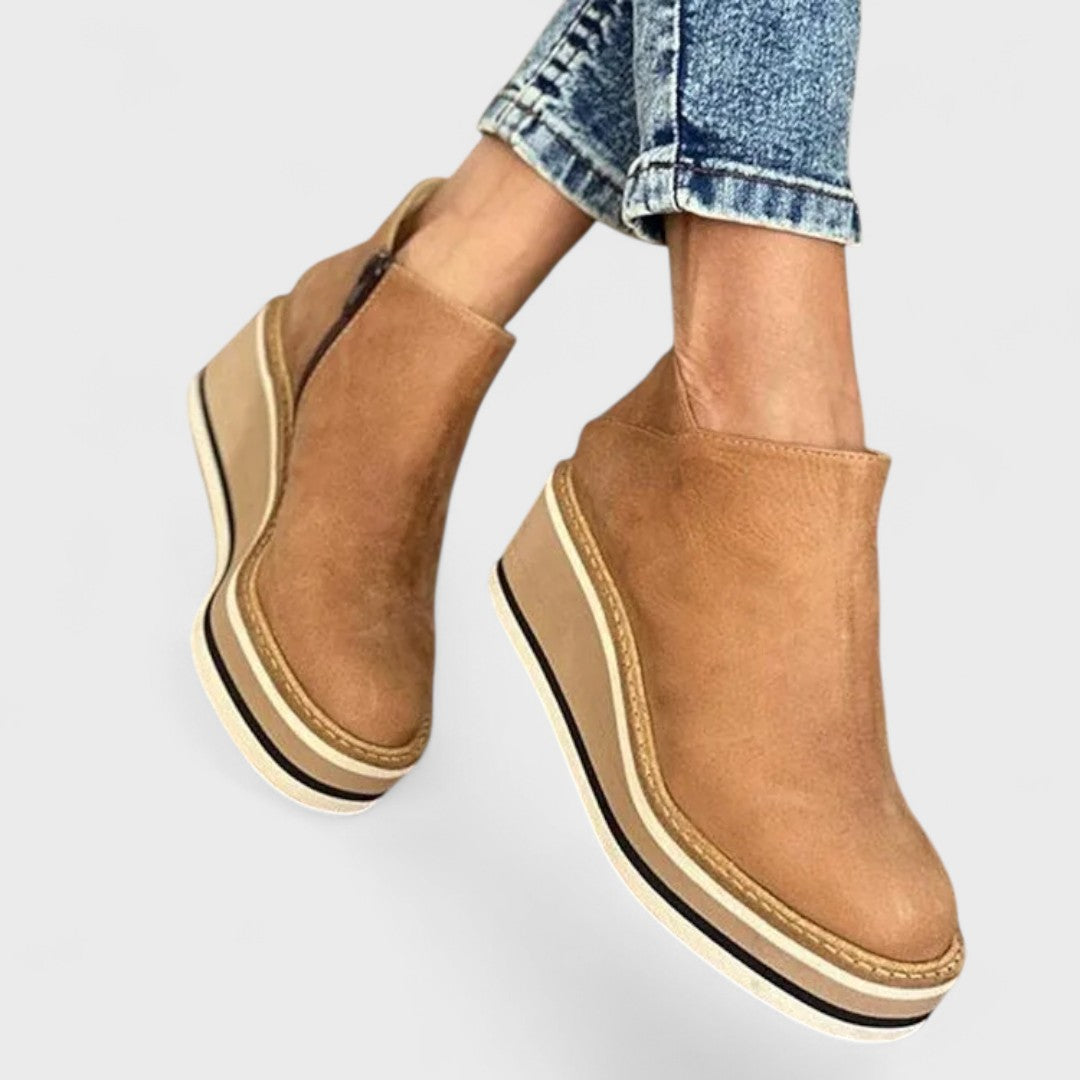 Ankle Boots with Side Zipper and Waterproof Outer Layer, Textured Tread