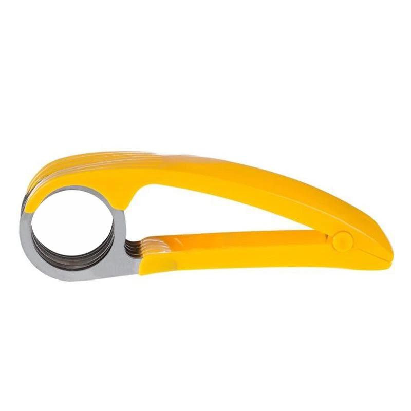 Banana Slicer with Stainless Steel Blades and Ergonomic Yellow Handles