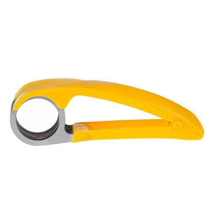 Banana Slicer with Stainless Steel Blades and Ergonomic Yellow Handles