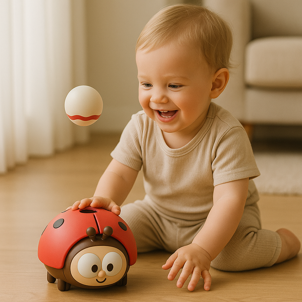 Ladybug Air Balloon Toy for Babies with Push Button Activation