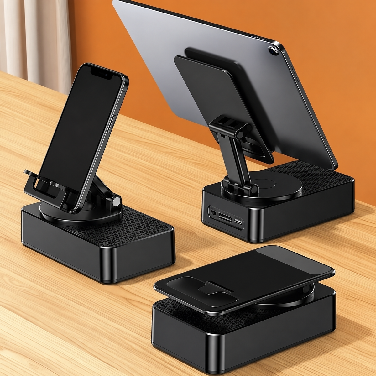 5-in-1 Wireless Bluetooth Speaker with Foldable Phone Stand and LED Lighting