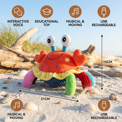 Moving Musical Crab with Voice Responses and Crawling Motion for Babies