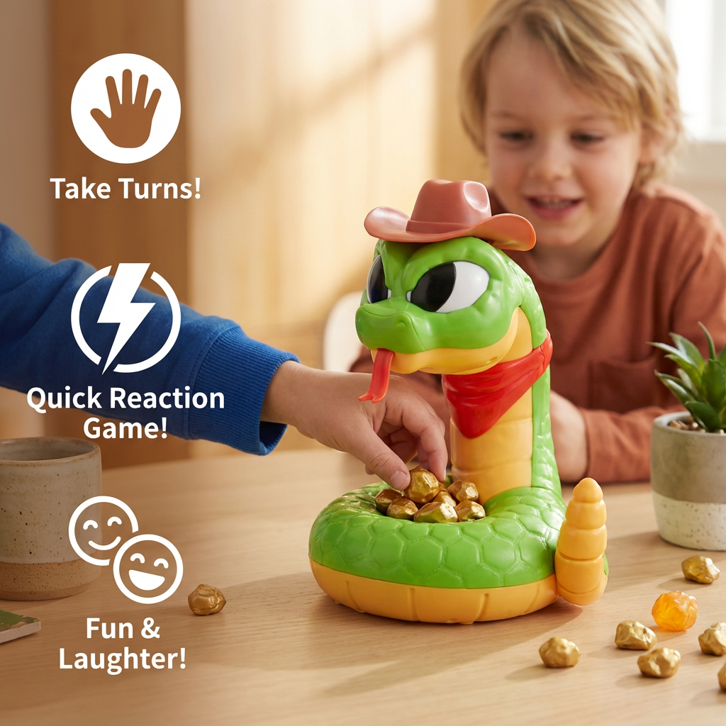 Interactive Rattlesnake Reaction Game with Surprise Movements for Kids and Family Play