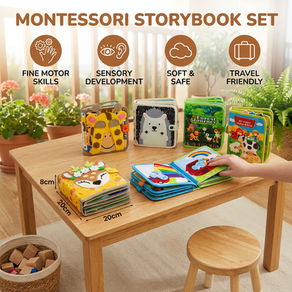 Interactive Textured Storybook in Eight Animal Themes with Colorful Pages for Quiet Play at Home and on Trips