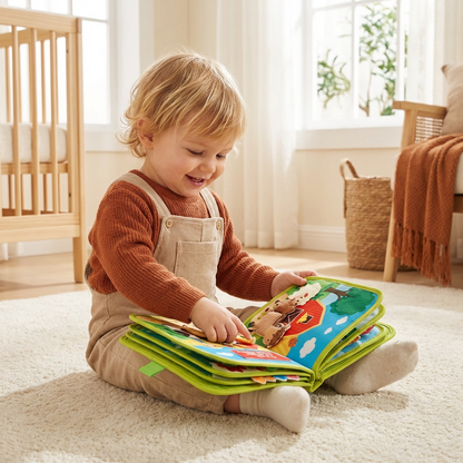 Interactive Textured Storybook in Eight Animal Themes with Colorful Pages for Quiet Play at Home and on Trips