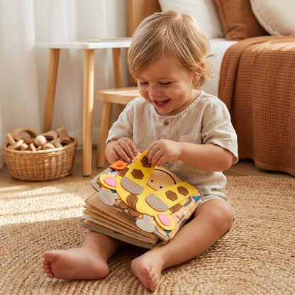 Interactive Textured Storybook in Eight Animal Themes with Colorful Pages for Quiet Play at Home and on Trips