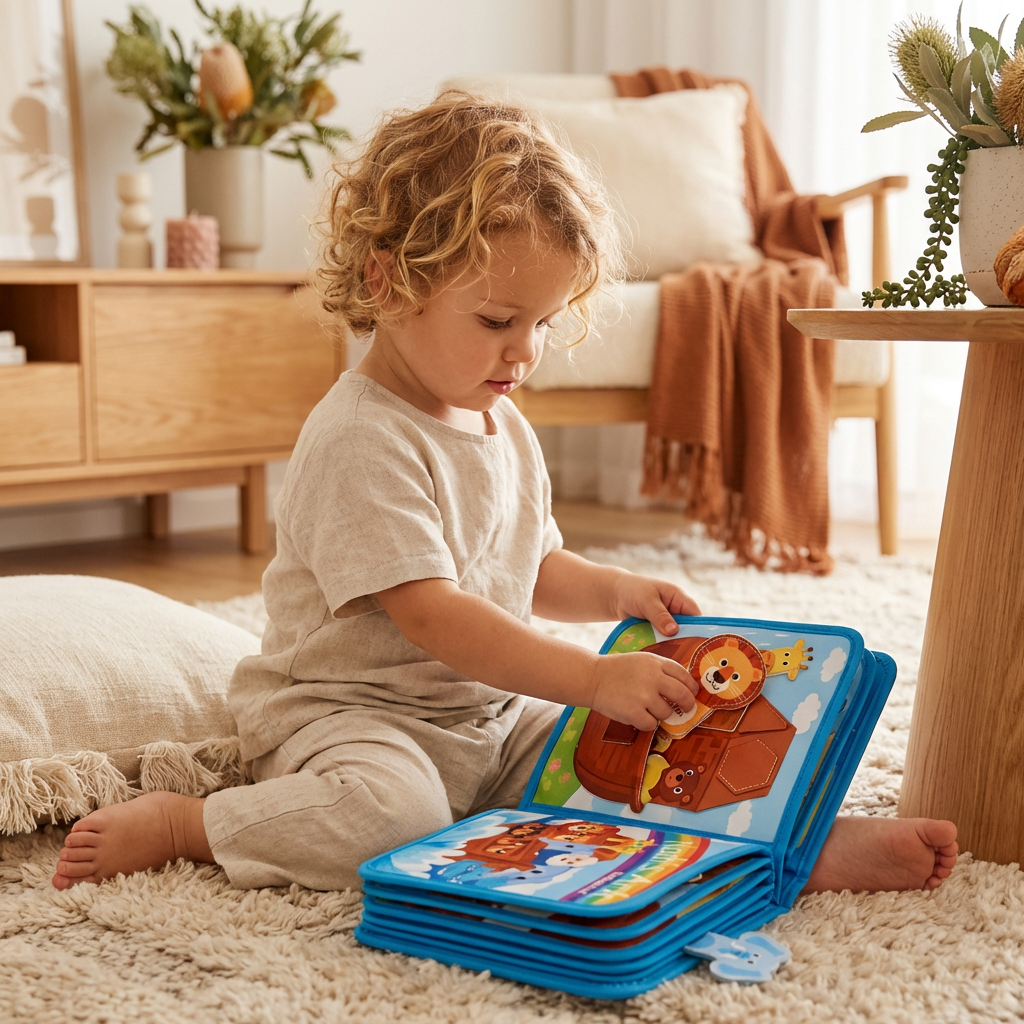 Interactive Textured Storybook in Eight Animal Themes with Colorful Pages for Quiet Play at Home and on Trips
