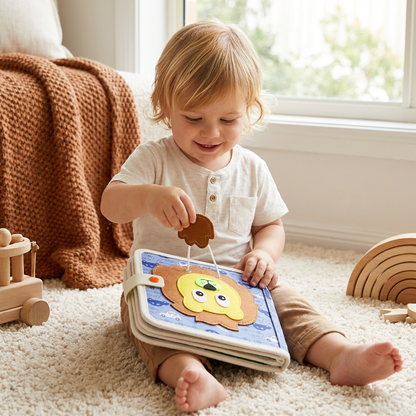 Interactive Textured Storybook in Eight Animal Themes with Colorful Pages for Quiet Play at Home and on Trips