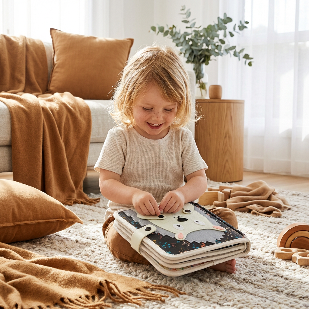 Interactive Textured Storybook in Eight Animal Themes with Colorful Pages for Quiet Play at Home and on Trips
